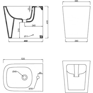 Биде напольное BelBagno Albano (BB120B)