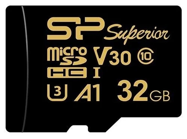 Карта памяти microSD 32GB Silicon Power Superior Golden A1 microSDHC Class 10 UHS-I U3 A1 100/80 Mb/s (SD адаптер)