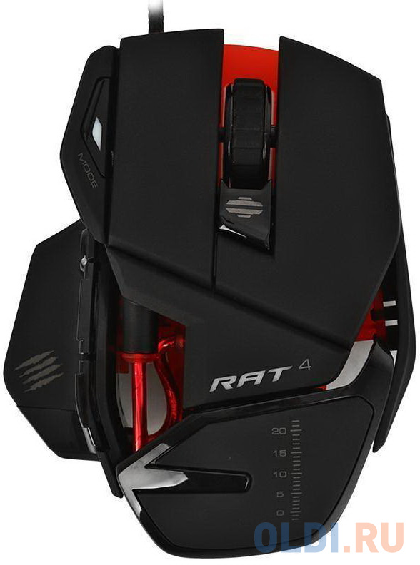 Игровая мышь Mad Catz  R.A.T. 4+ чёрная (PMW3330, USB, 9 кнопок, 7200 dpi, красная подсветка) в Москвe