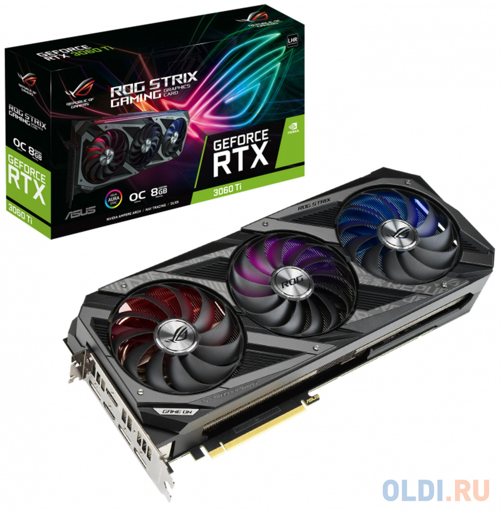 Видеокарта ASUS nVidia GeForce RTX 3060 Ti ROG STRIX V2 GAMING LHR 8192Mb ROG-STRIX-RTX3060TI-O8G-V2-GAMING