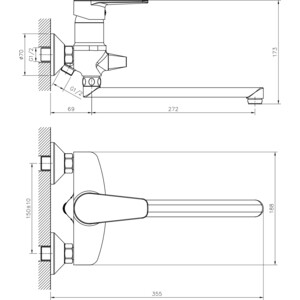 Смеситель для ванны Decoroom хром (DR72043)