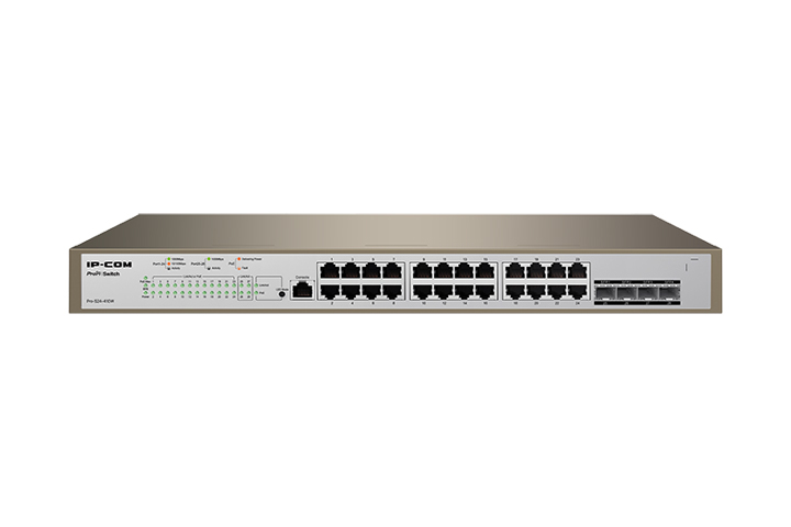 Коммутатор IP-COM PRO-S24-410W, управляемый, кол-во портов: 24x1 Гбит/с, кол-во SFP/uplink: SFP 4x1 Гбит/с, установка в стойку, PoE: 24x30Вт (макс. 370Вт) (PRO-S24-410W)