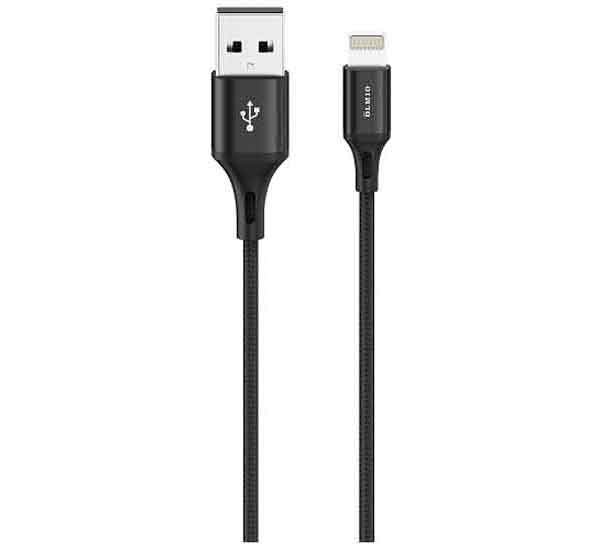 Кабель OLMIO BASIC, USB 2.0 - lightning, 1.2м, 2.1A, текстильная оплетка, черный