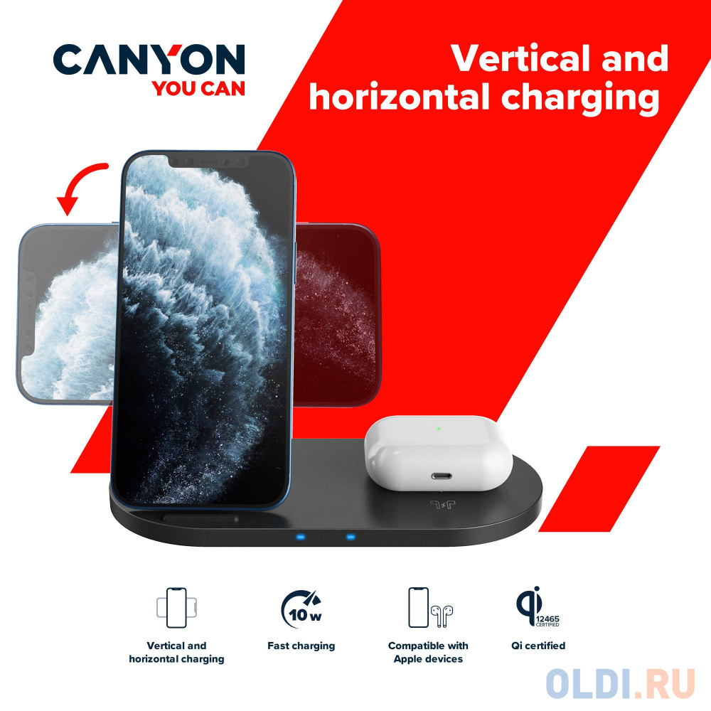 Зарядная док-станция Canyon CNS-WCS202B 3 А USB-C черный в Москвe