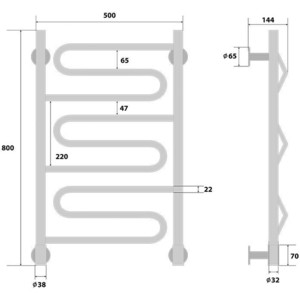 Полотенцесушитель электрический Energy Bravo 800х500 (Браво 80/50 80W)