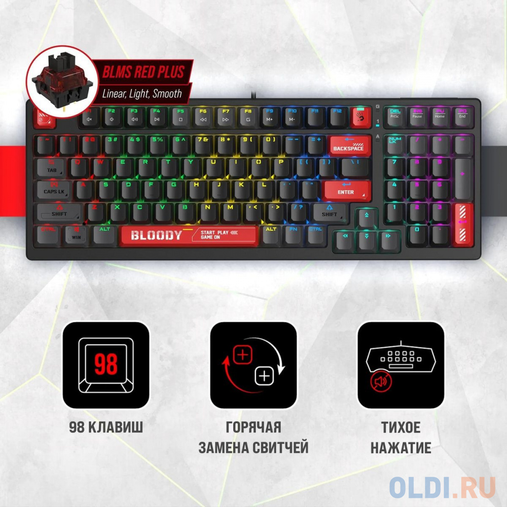 Клавиатура A4Tech Bloody S98 механическая красный USB for gamer LED (S98 RED)