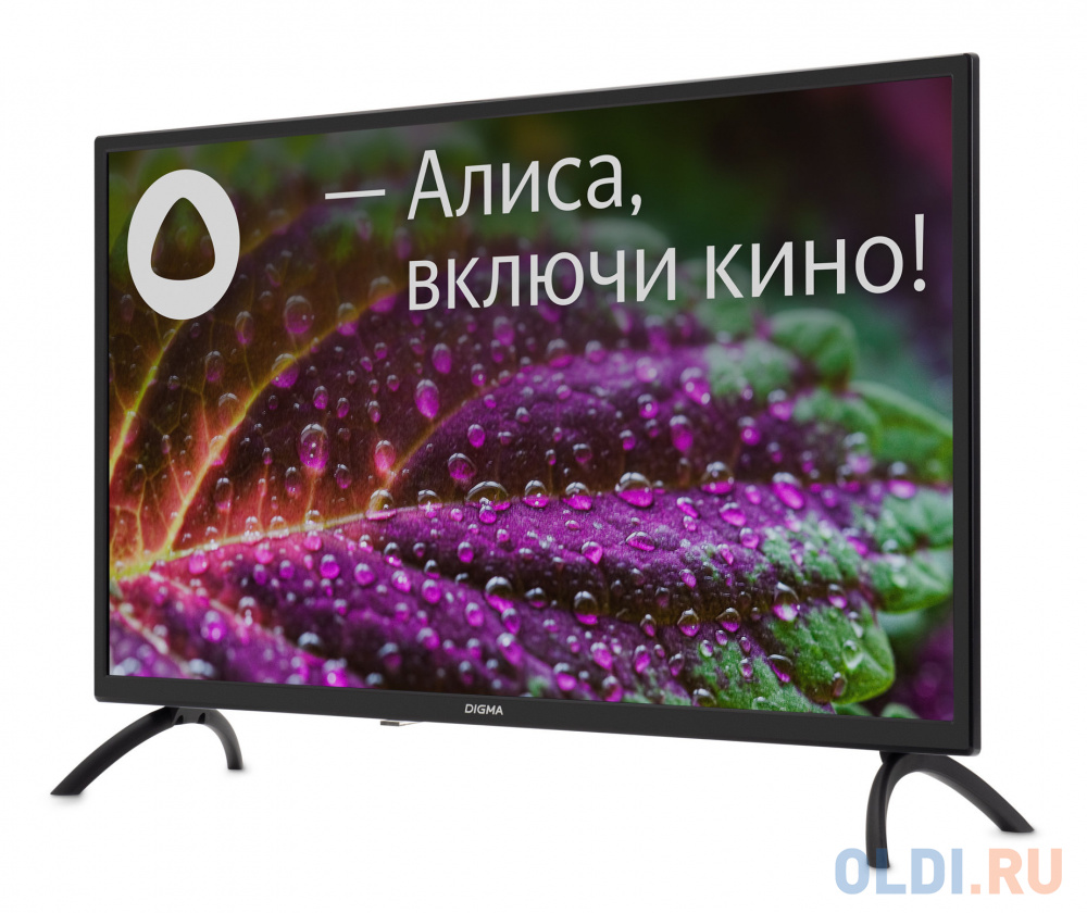 Телевизор LED Digma 32" DM-LED32SBB31 Яндекс.ТВ черный HD 60Hz DVB-T DVB-T2 DVB-C DVB-S DVB-S2 USB WiFi Smart TV