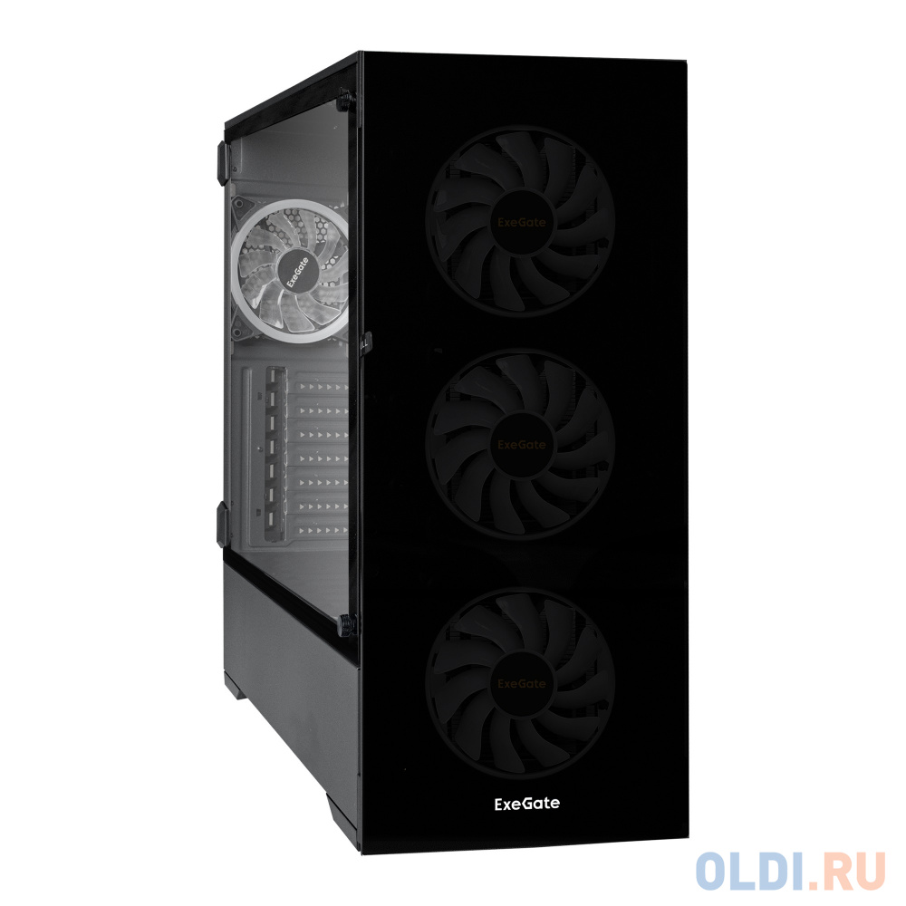 Корпус Miditower ExeGate i3 MAX-EVO800 (eATX, EVO800RGB 12см, 2*USB+1*USB3.0, HD аудио, черный, 4 вент. 12см с RGB подсветкой, контроллер + ПДУ, ARGB