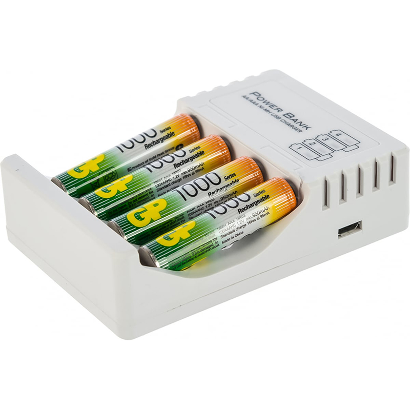 Зарядное устройство GP + 4 аккумулятора AAA 1000mAh 100AAAHC/CPB-2CR4 12/48 в Москвe