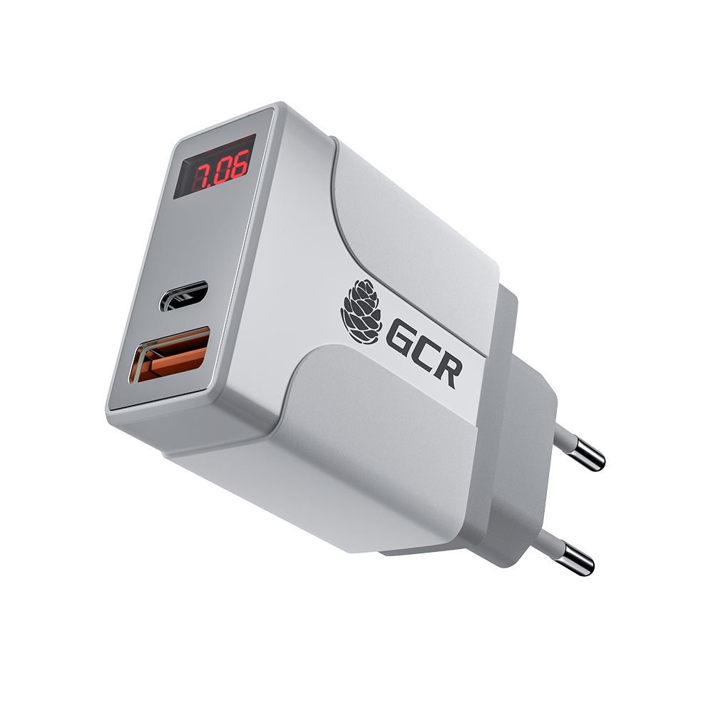 Сетевое зарядное устройство Greenconnect 18Вт, USB, USB type-C, Quick Charge, PD, 1.5A, белый (GCR-52885)