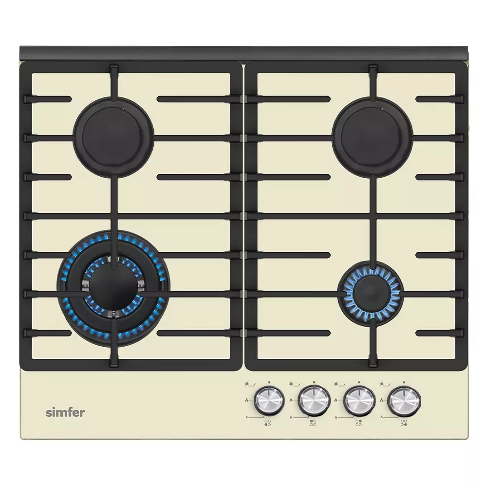 Газовая варочная поверхность Simfer H60H41J570 (газ-контроль, WOK конфорка, чугунные решетки, бежевое стекло) в Москвe