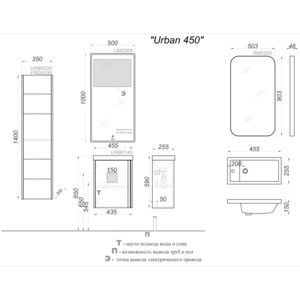 Тумба с раковиной Aqwella Urban 45 дуб давос (URB0145DD, 4640021065907)