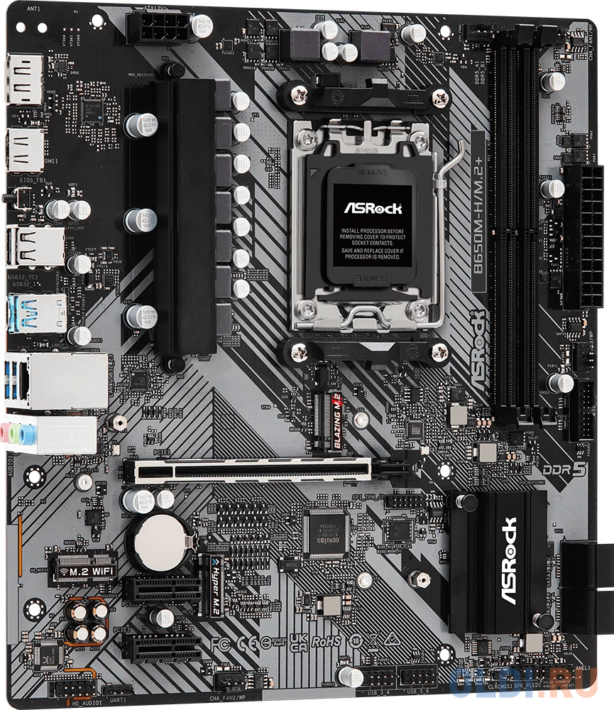 B650M-H/M.2+, Socket AM5, AMD B650, 2xDDR5-5200, HDMI+DP, 1xPCI-Ex16, 2xPCI-Ex1, 4xSATA3(RAID 0/1/10), 2xM.2, 8 Ch Audio, 1x2.5GLan, (2+4)xUSB2.0, (3+ в Москвe