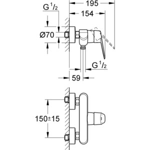 Смеситель для душа Grohe Eurodisc Cosmopolitan с душевым гарнитуром, хром (33569002, 27853001)