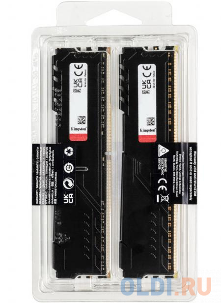 Оперативная память для компьютера 64Gb (2x32Gb) PC4-PC21300 2666MHz DDR4 DIMM CL16 Kingston FURY Beast Black KF426C16BBK2/64