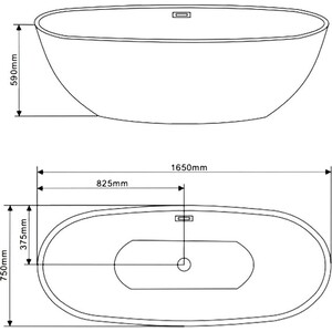 Акриловая ванна Grossman 165x75 со смесителем (GR-1101, F7514100)