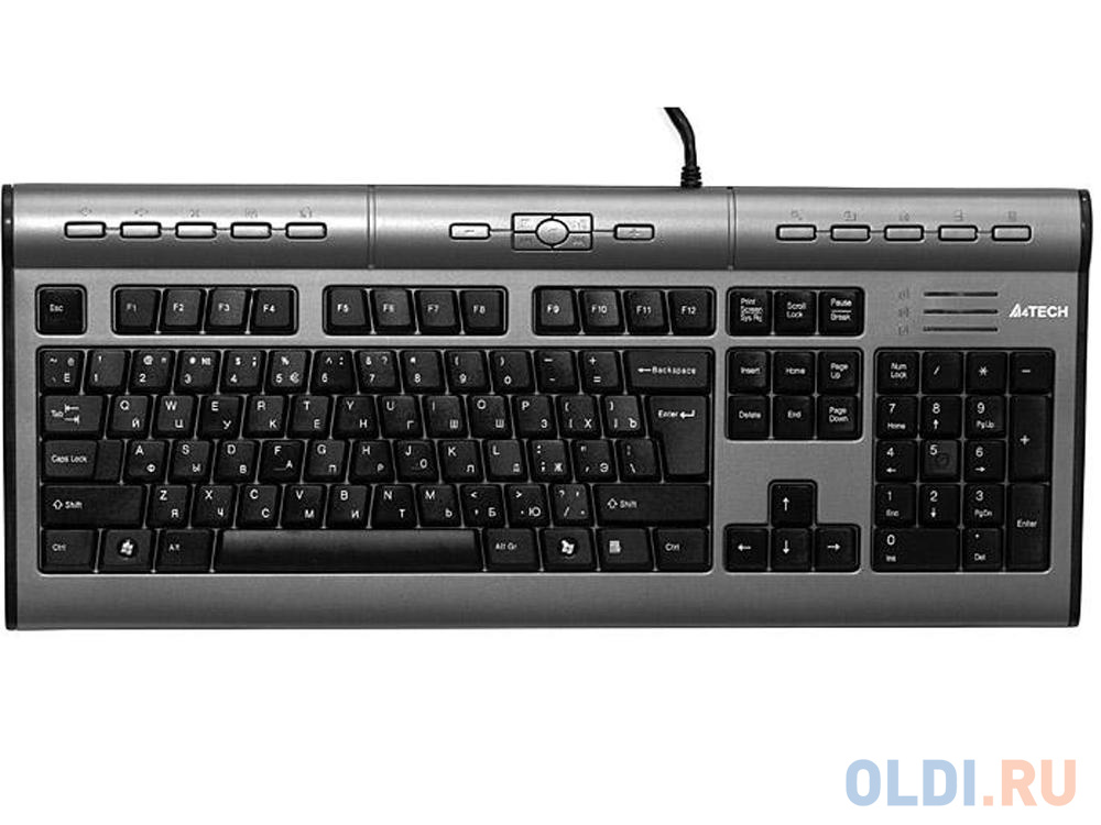 Клавиатура проводная A4TECH KLS-7MUU Slim USB черный серый