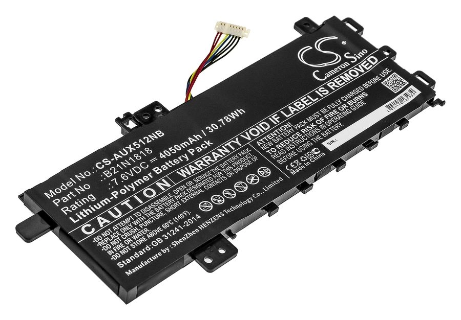 Аккумуляторная батарея CameronSino CS-AUX512NB для Asus X512da, VivoBook 17 F712FA, VivoBook 15 X512UA, 7.6V, 4050mAh, черный