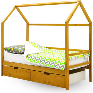 Детская кровать-домик Бельмарко Svogen дерево + ящики 2 шт