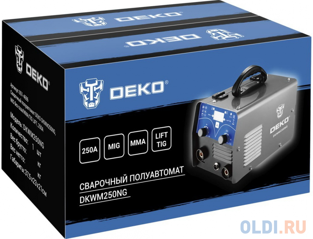 Deko DKWM250NG, MIG без газа/MMA/TIG LIFT, 250А 051-4696 в Москвe