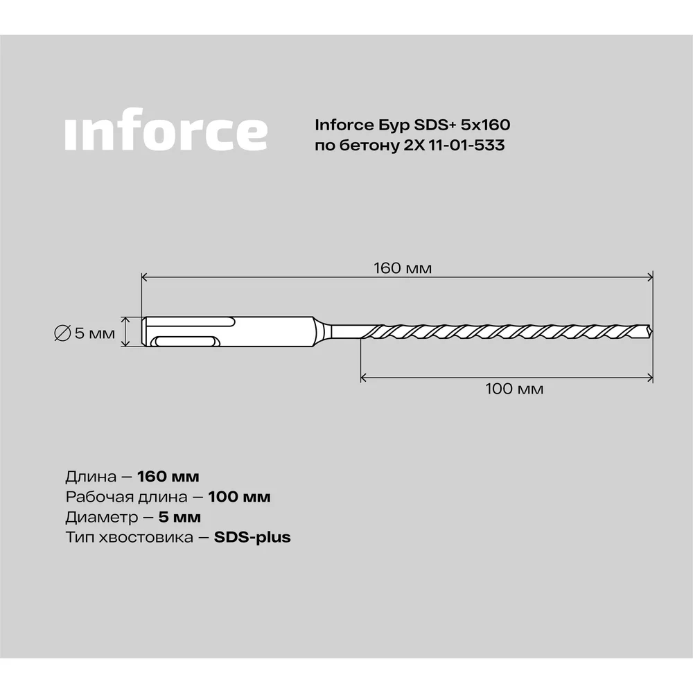 Бур sds-plus по бетону Inforce