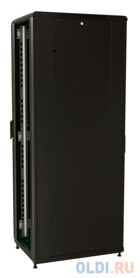 Шкаф серверный WRline (WR-TT-3761-AS-RAL9004) напольный 37U 600x1000мм пер.дв.стекл задн.дв.стал.лист 2 бок.пан. 800кг черный 910мм 1833мм IP20 сталь в Москвe