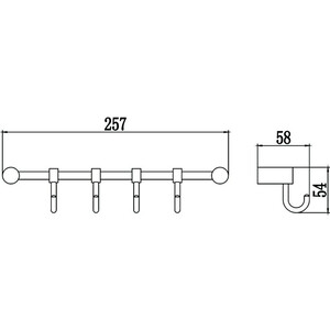 Планка Savol 4 крючка, хром (S-006204) в Москвe