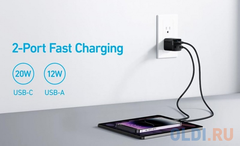 Сетевое зарядное устройство Anker 323 Charger A2331 33W USB + USB-C черное в Москвe