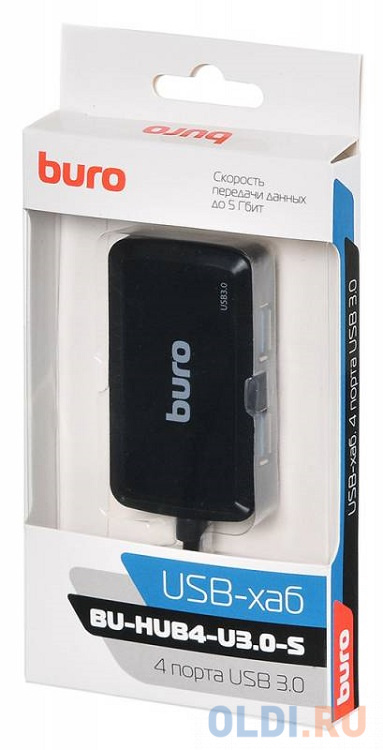 Концентратор USB 3.0 BURO BU-HUB4-U3.0-S 4 х USB 3.0 черный