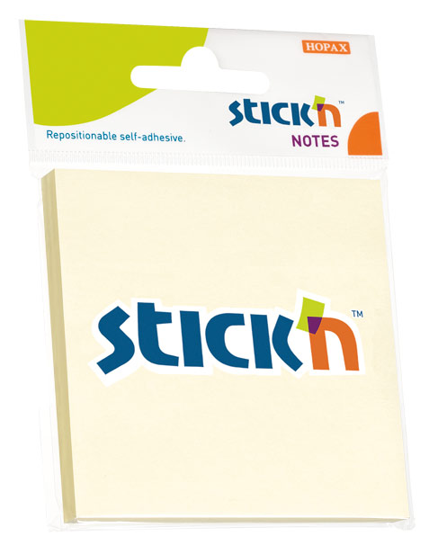 Блок самоклеящийся (стикеры) STICK`N, 100 листов, пастельный, желтый (21198)