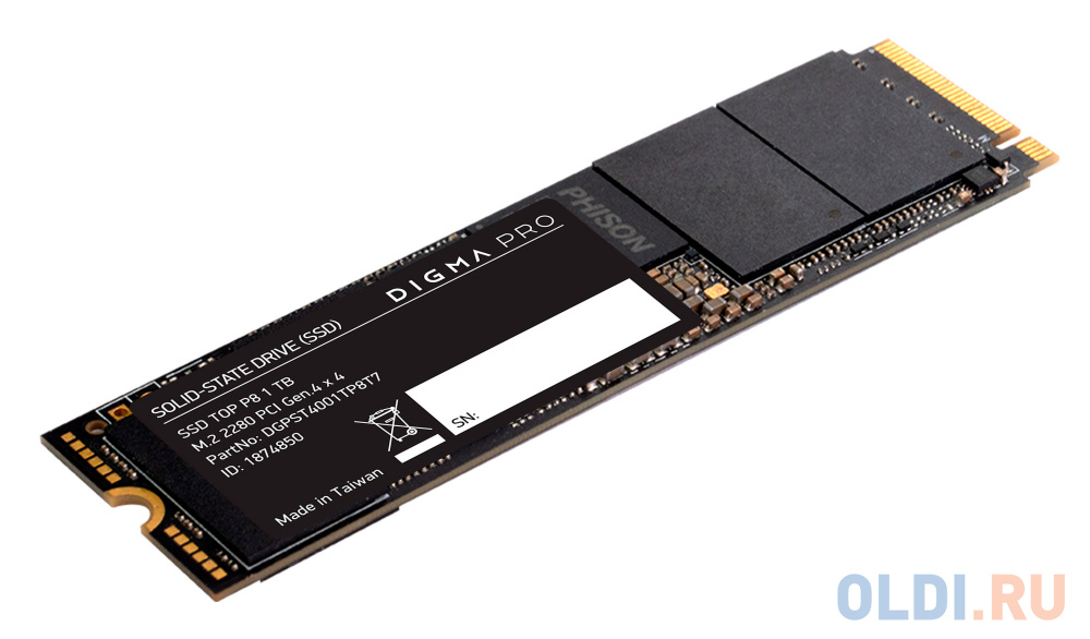 Накопитель SSD Digma PCI-E 4.0 x4 1Tb DGPST4001TP8T7 Pro Top P8 M.2 2280