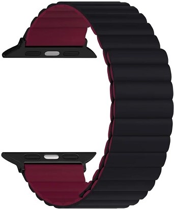 Ремешок Lyambda Acrux для Apple Watch, 42-44 мм, силикон, черный/красный (DSJ-30-44-BW)