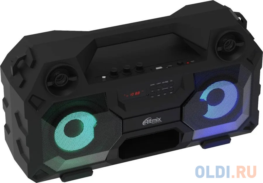 RITMIX SP-690B black {Jack 6.3 мм c функцией ЭХО, дисплей: LED, эквалайзер, RGB-подсветка, до 8 часов, 2000 мАч, 7.4 В, microUSB DC 5В 2A, 46 ? 24.3 ?