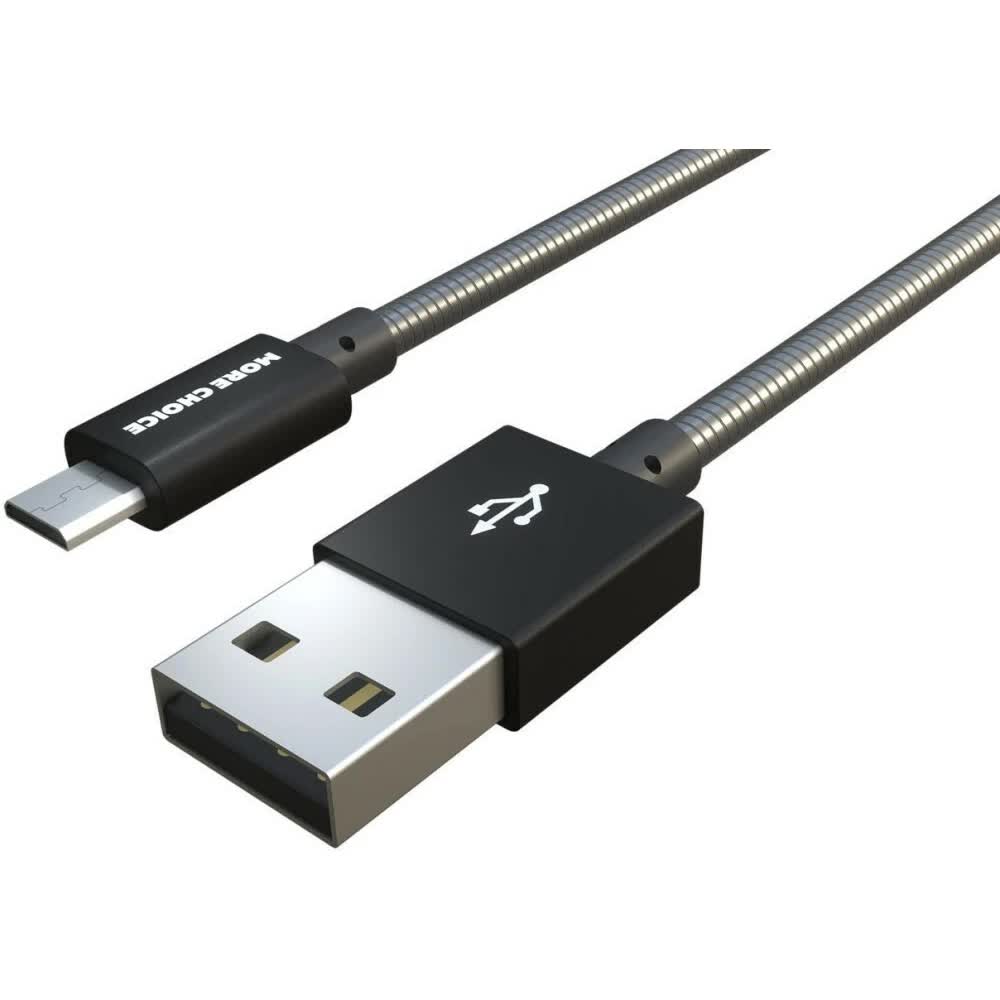 Дата-кабель More choice USB 2.1A для micro USB K31m металл 1м (Black)