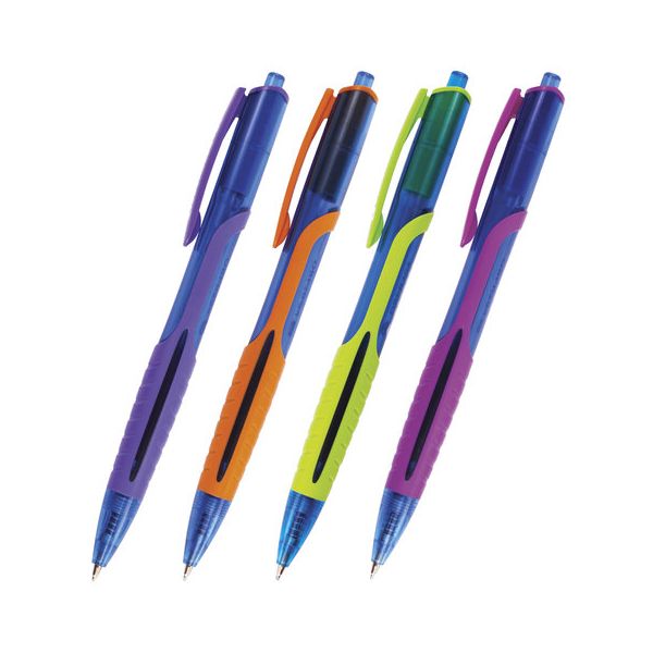 Ручка шариковая масляная автоматическая BRAUBERG Phantom color, СИНЯЯ, узел 0,7 мм, линия письма 0,35 мм, OBPR204, (24 шт.)