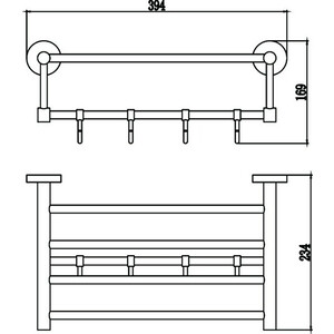 Полка для полотенец Savol серия 87 40 см, 4 крючка, хром (S-408745)