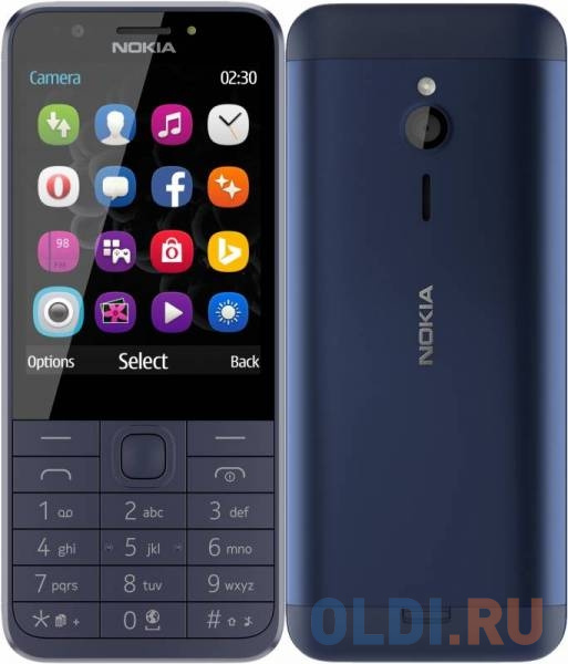 Мобильный телефон Nokia 230 Dual Sim Blue RM-1172, 2.8&#039;&#039; 320x240, 16MB RAM, 32MB, up to 32GB flash, 2Mpix, 2 Sim, 2G, BT, 1200mAh, 92g