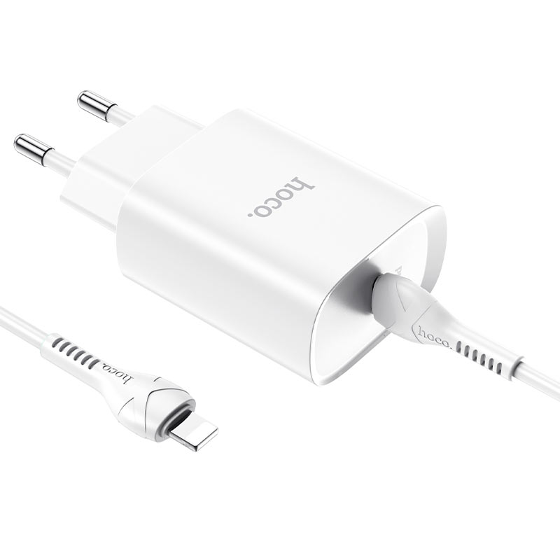 Зарядное устройство Hoco N14 1xUSB-C 3А PD20W + кабель Lightning White 6931474745033 в Москвe