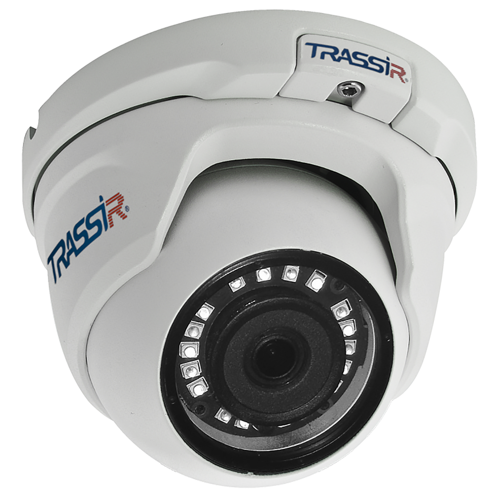 IP-камера Trassir TR-D2S5 v2 2.8 мм, уличная, купольная, 2Мпикс, CMOS, до 1920x1080, до 25 кадров/с, ИК подсветка 25м, POE, -40 °C/+60 °C, белый (TR-D2S5 v2 2.8)