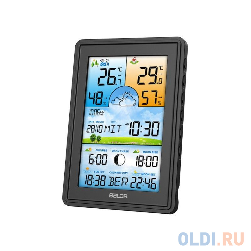 BALDR B0360WST2H2PR-V2-BLACK многофункцциональная беспроводная метеостанция с цветным дисплеем, черный