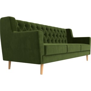 Кухонный прямой диван АртМебель Брайтон Люкс 3-х местный микровельвет зеленый