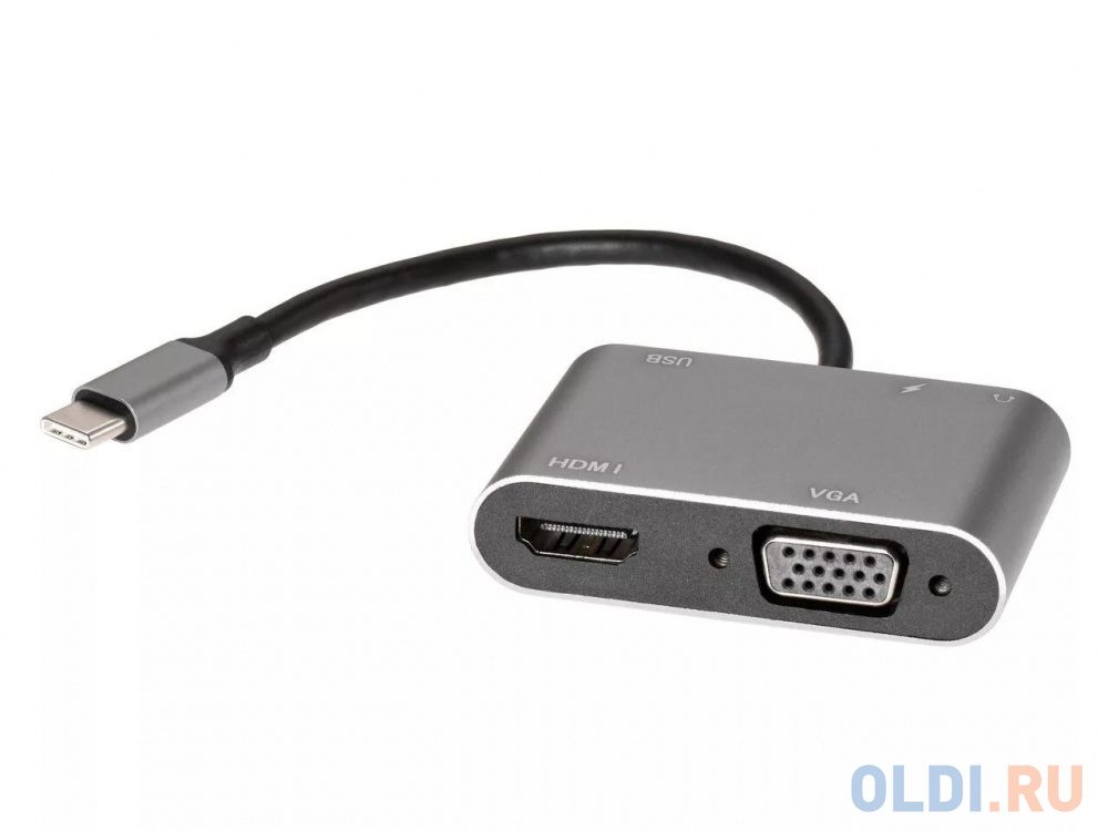 Адаптер USB Type-Cm--&gt;VGA, HDMI 4k*30Hz, USB3.0, PD, Audio, iOpen (Aopen/Qust)&lt;ACU4511&gt;