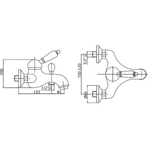 Смеситель для ванны Cezares Elite (ELITE-VM-03/24-Bi)