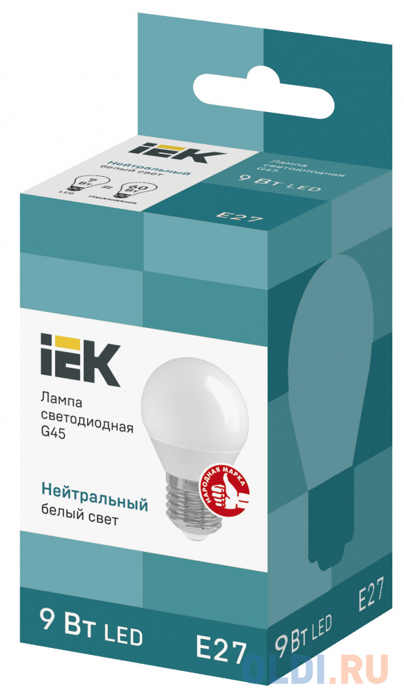 Лампа светодиодная шар IEK LLE-G45-9-230-40-E27 E27 9W 4000K в Москвe