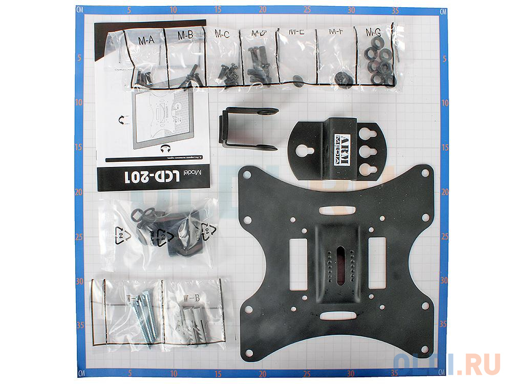 Кронштейн Arm media LCD-201 для LCD/LED ТВ 10"-37", настенный, 2 степени свободы, VESA  50/75/100/100*200/200, max 30 кг Черный в Москвe