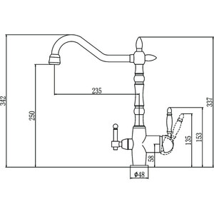 Смеситель для кухни Savol с подключением фильтра, бежевый (S-L1803Y)