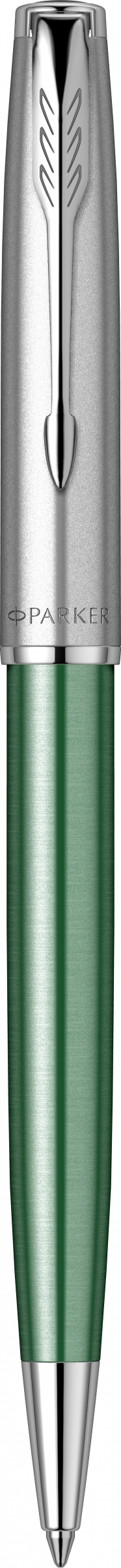 Ручка шариковая автомат Parker Sonnet Essentials Green SB Steel CT, черный, нержавеющая сталь, палладий, подарочная упаковка (2169365)