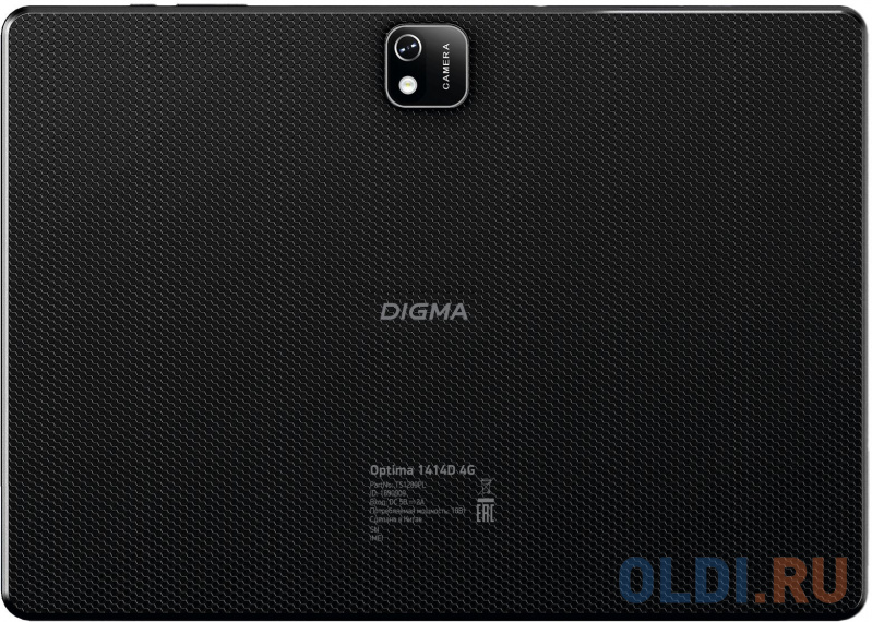 Планшет Digma Optima 1414D 4G T606 (1.6) 8C RAM4Gb ROM64Gb 10.1" IPS 1920x1200 3G 4G Android 12 черный 5Mpix 2Mpix BT GPS WiFi Touch microSD 256G