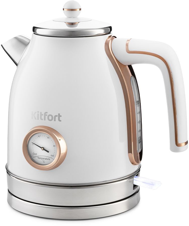 Чайник Kitfort KT-6102-3 1.7л. 2150Вт, закрытая спираль, нержавеющая сталь, белый/золотистый