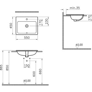 Раковина врезная Vitra S20 55х45 (5465B003-0001)